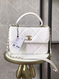 CC original lambskin top handle flap bag A92236 white