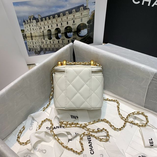 CC original calfskin small vanity with chain AP2292 white