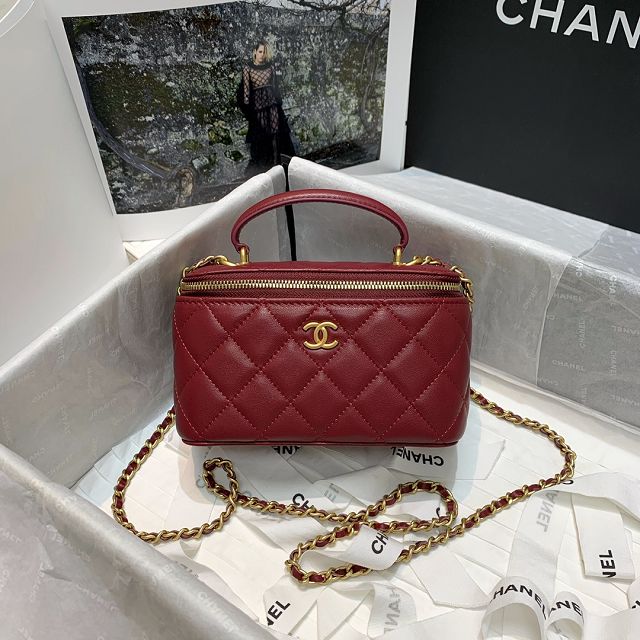 CC original lambskin vanity with chain AP2291 burgundy