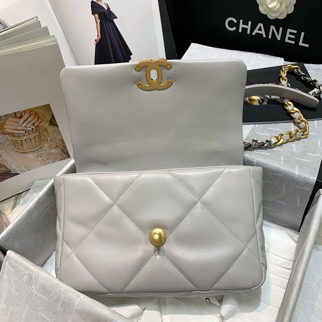 CC original calfskin small 19 flap bag AS1160 light grey