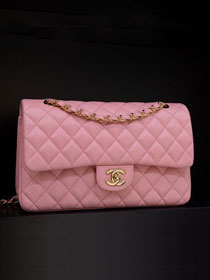 CC original handmade lambskin medium flap bag HA01112 pink