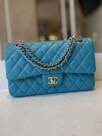 CC original lambskin medium flap bag A01112 blue