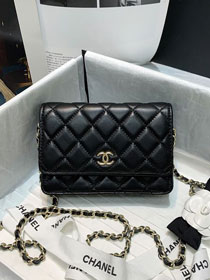 CC original lambskin mini wallet on chain AP2160 black