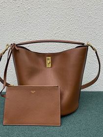 Celine original calfskin bucket 16 bag 195573 tan