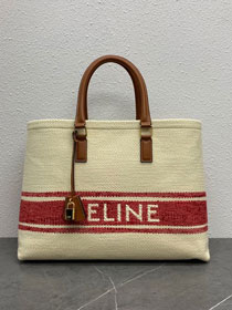 Celine original textile cabas tote 190062 white&red