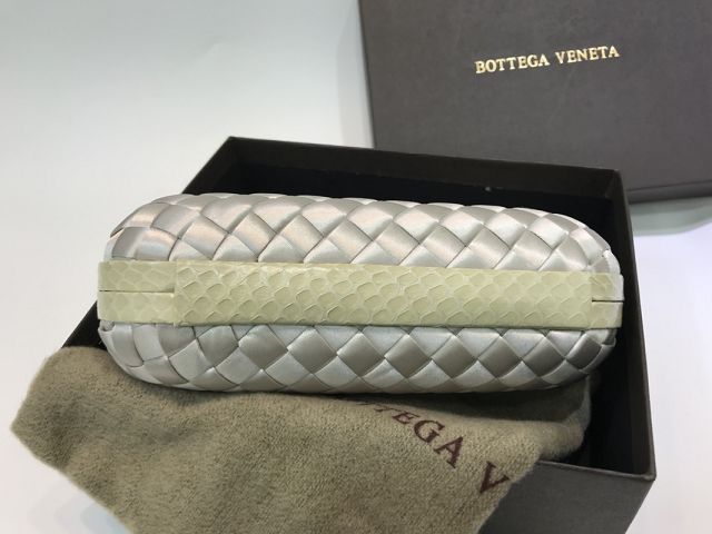 BV original silk&snakeskin knot clutch 113085-3 silver