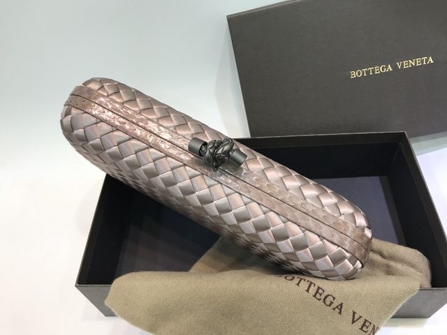 BV original silk&snakeskin knot clutch 202031-2 brozen