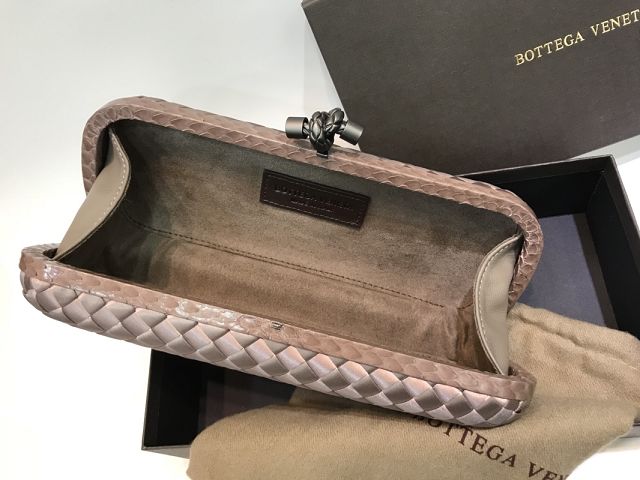 BV original silk&snakeskin knot clutch 202031-2 brozen