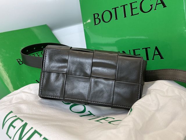 BV original paper calfskin cassette belt bag 651053 dark green