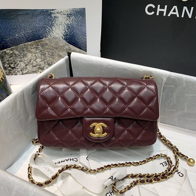 CC original lambskin flap bag AS1787 bordeaux