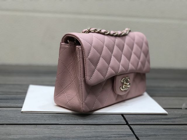 CC original grained calfskin mini flap bag A69900 pink