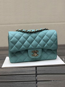 CC original grained calfskin mini flap bag A69900 sky blue