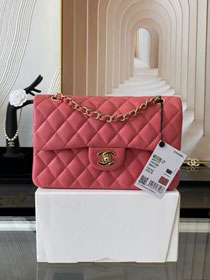 CC original lambskin small flap bag A01113 hot pink