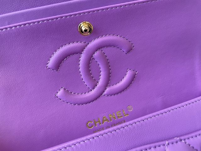 CC original lambskin small flap bag A01113 purple