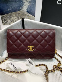 CC original lambskin wallet on chain AP1450 bordeaux