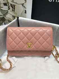 CC original lambskin wallet on chain AP1450 pink