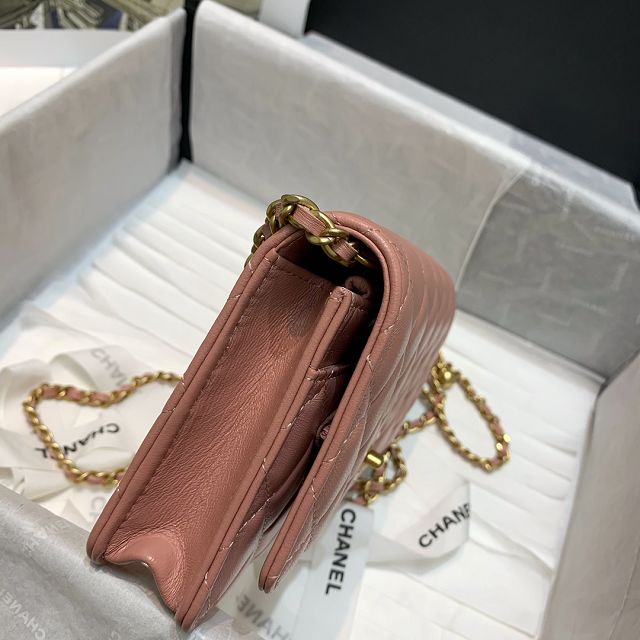 CC original lambskin wallet on chain AP1450 pink