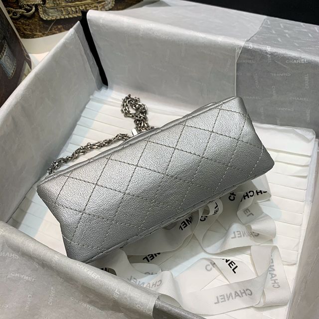 CC original grained calfskin small 2.55 handbag AS0874 silver