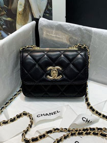 CC original lambskin mini wallet on chain A82768 black