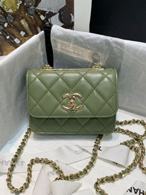 CC original lambskin mini wallet on chain A82768 green