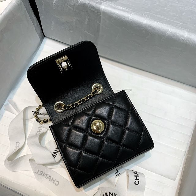 CC original lambskin mini wallet on chain A82769 black