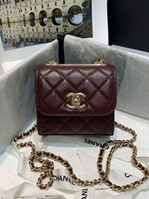 CC original lambskin mini wallet on chain A82769 bordeaux