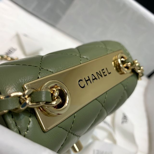 CC original lambskin mini wallet on chain A82769 green