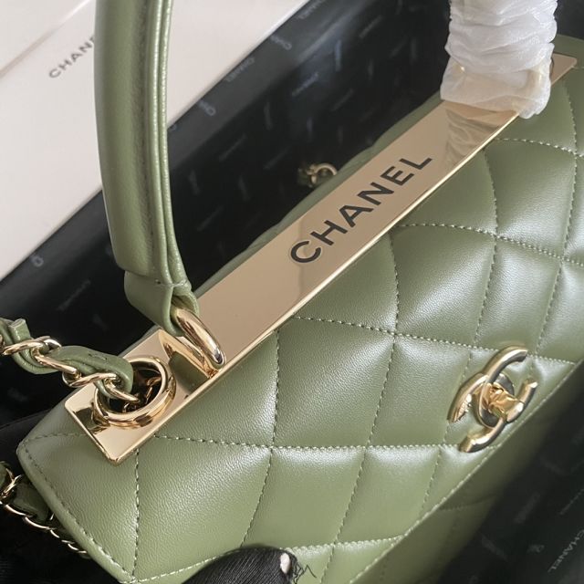 CC original lambskin top handle flap bag A92236-2 green