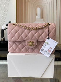 CC original grained calfskin small flap bag A01113 pink