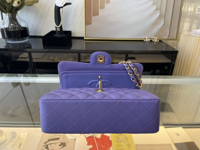 CC original grained calfskin small flap bag A01113 purple