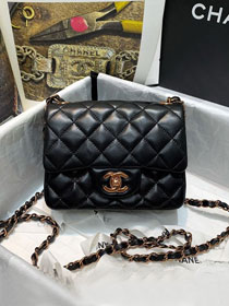 CC original lambskin mini flap bag A35200 black(rose gold)