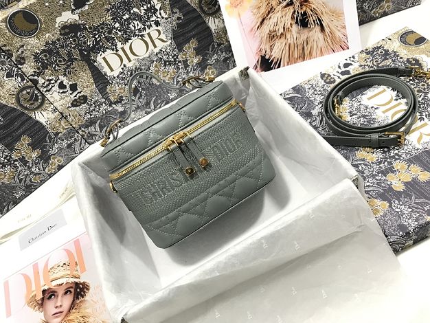 Dior original lambskin small vanity case S5488 grey