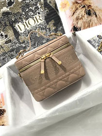 Dior original lambskin small vanity case S5488 nude