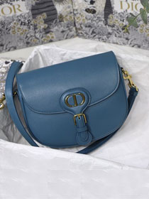 Dior original box calfskin medium bobby bag M9319 steel blue