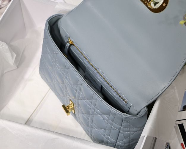 Dior original calfskin medium caro bag M9242 light blue