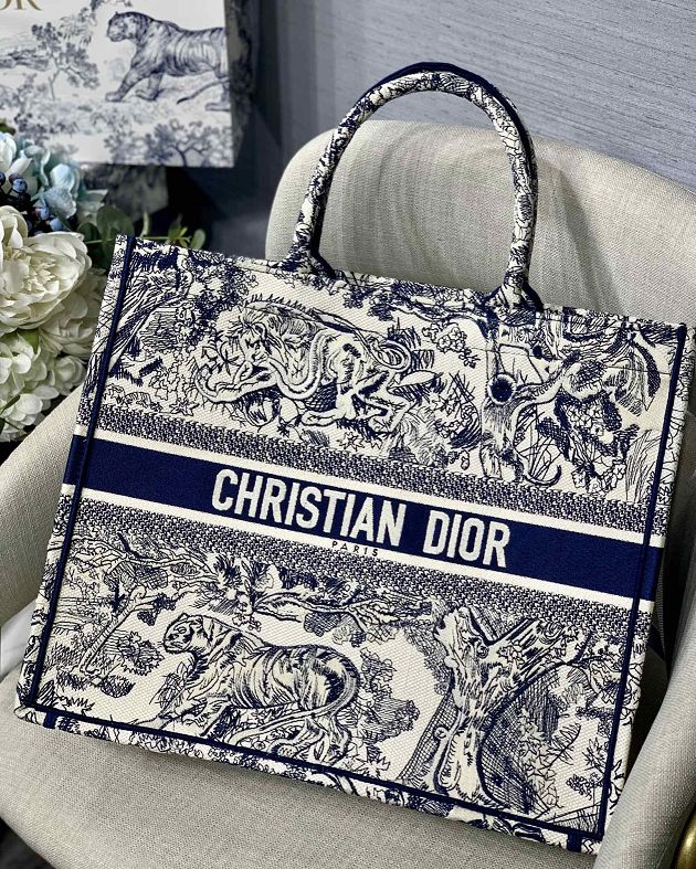 Dior original canvas book tote bag M1286 blue