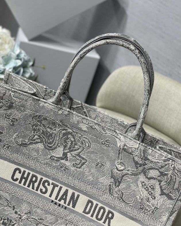 Dior original canvas book tote bag M1286 light grey