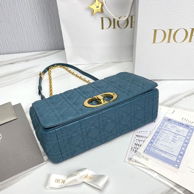 Dior original calfskin large caro bag M9243 steel blue