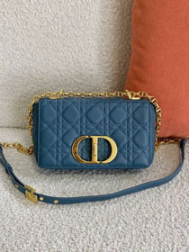 Dior original calfskin small caro bag M9241 steel blue