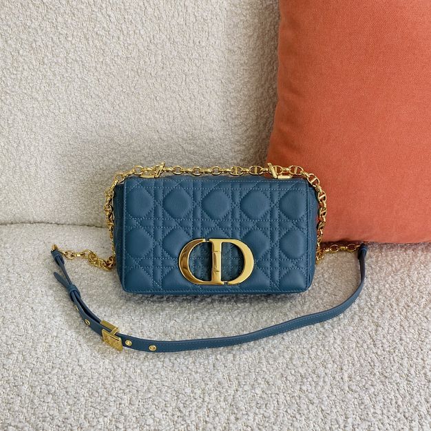 Dior original calfskin small caro bag M9241 steel blue