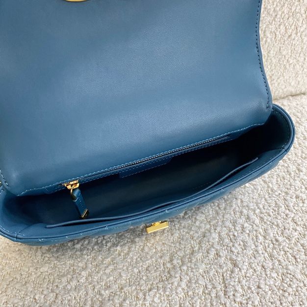 Dior original calfskin small caro bag M9241 steel blue