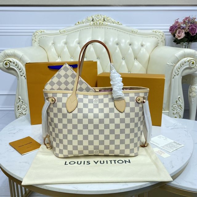 Louis vuitton original damier azur neverfull pm N41363 pink