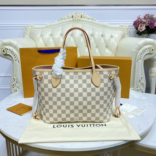 Louis vuitton original damier azur neverfull pm N41363 pink