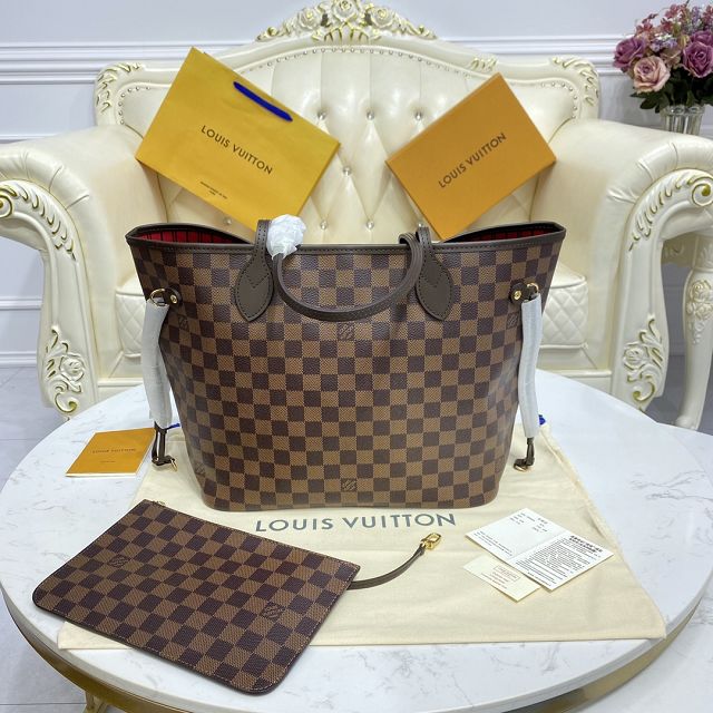 Louis vuitton original damier ebene neverfull mm N41358 red