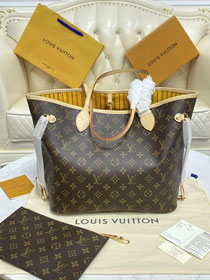 Louis vuitton original monogram canvas neverfull mm M40997 yellow