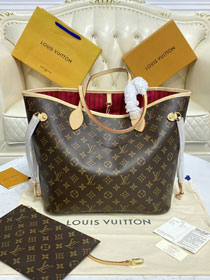 Louis vuitton original monogram canvas neverfull mm M41177 red