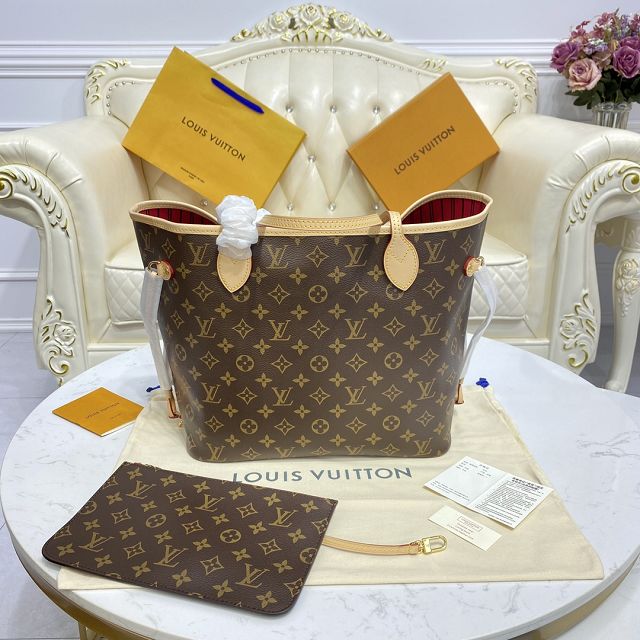 Louis vuitton original monogram canvas neverfull mm M41177 red