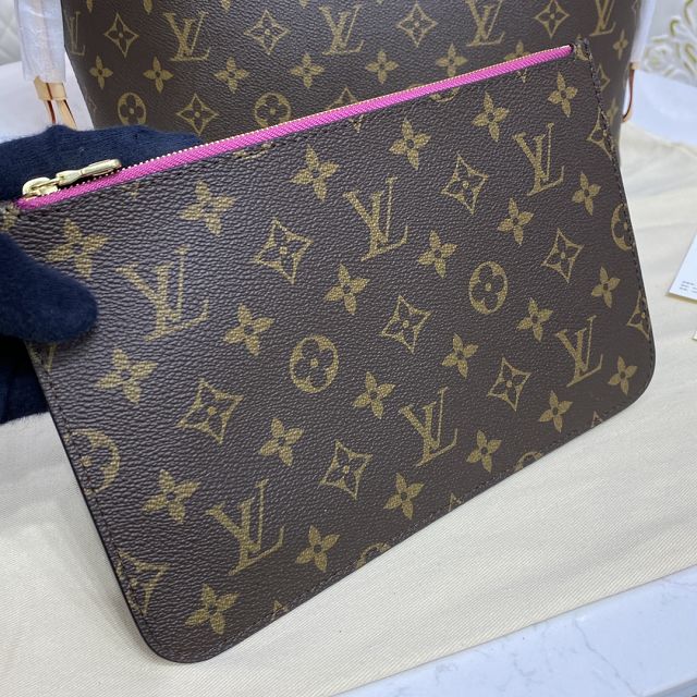 Louis vuitton original monogram canvas neverfull mm M41178 rose red