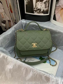 CC original grained calfskin small top handle flap bag A93749 green