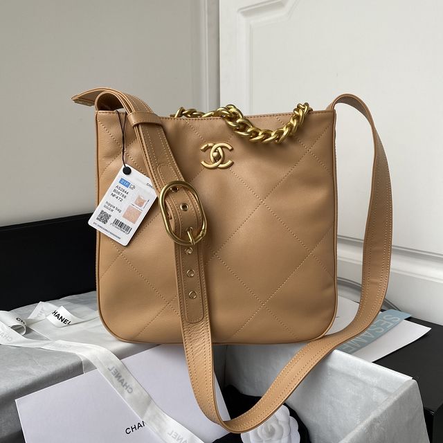 2022 CC original calfskin hobo handbag AS2844 apricot